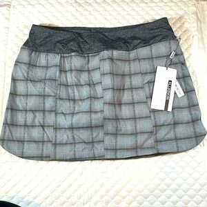 Mondetta Active Skirt Shorts‎ gray utility cloud combo skort plaid women Med NEW